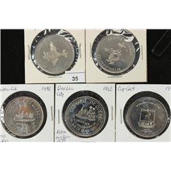 5 ASSORTED CANADA TRADE DOLLARS UNC 1978 &