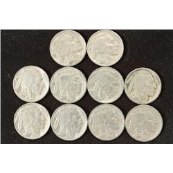 10 ASSORTED FULL DATE 1930'S BUFFALO NICKELS