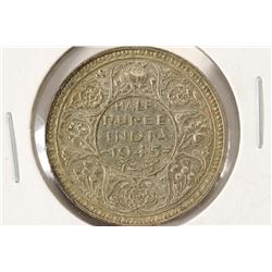 1945-L INDIA SILVER 1/2 RUPEE .0939 OZ. ASW