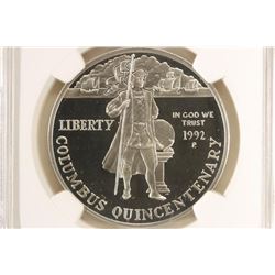 1992-P COLUMBUS COMMEMORATIVE SILVER DOLLAR NGC