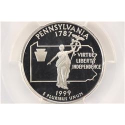 1999-S SILVER PENNSYLVANIA QUARTER PCGS PR69 DCAM