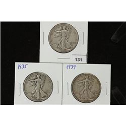 1934, 35 & 1939 WALKING LIBERTY HALF DOLLARS