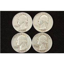 1952,54,56-D & 57-D WASHINGTON SILVER QUARTERS