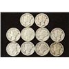 Image 1 : 10 ASSORTED 1940'S MERCURY DIMES