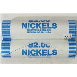 2-$2 ROLLS OF 2011-D JEFFERSON NICKELS BU