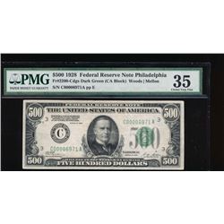 1928 $500 Philadelphia Federal Reserve Note PMG 35