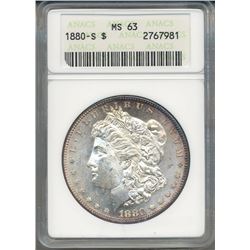 1880-S $1 Morgan Silver Dollar Coin ANACS MS63