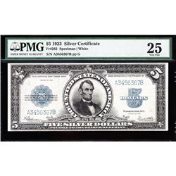 1923 $5 Lincoln Porthole Silver Certificate PMG 25