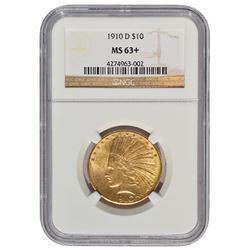1910-D $10 Indian Head Eagle Gold Coin NGC MS63+