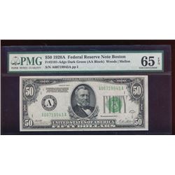 1928A $50 Boston Federal Reserve Note PMG 65EPQ