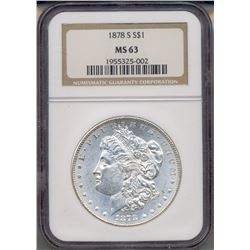 1878-S $1 Morgan Silver Dollar Coin NGC MS63