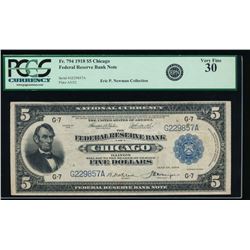 1918 $5 Chicago Federal Reserve Bank Note PCGS 30