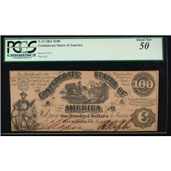 1861 $100 Confederate States of America Note PCGS 50