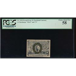 5 Cent Fractional Currency Note PCGS 58