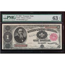 1891 $1 Treasury Star Note PMG 63EPQ