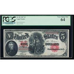 1907 $5 Legal Tender Note PCGS 64