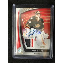 2017-18 JOHN GIBSON SP GAME USED AUTO #37 ANAHEIM DUCKS