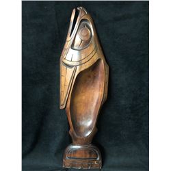 GLEN EDWARDS SIGNED NATIVE CARVED 12 "BOWL 1987