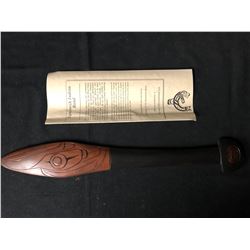 HAND CARVED MINIATURE PADDLE SIGNED BY M BAKER