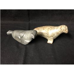 2 SOAPSTONE INUIT SCULPTURES (UNSIGNED)