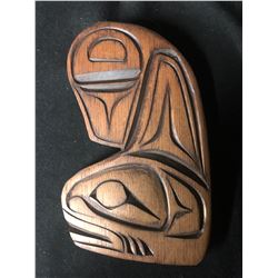 HAND CARVED NATIVE KILLER WHALE PLAQUE SIGNED BY CHRISTINE TURNER