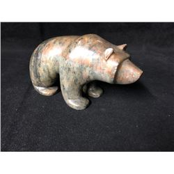 SIGNED AUTHENTIC INUIT STONE CARVING (BEAR)