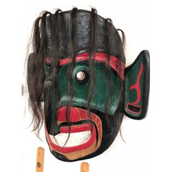 LARGE HAND CARVED BAKWAS NATIVE CEREMONY MASK SIGNED BY GARY NEEALOOS