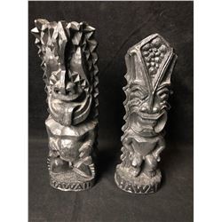 PAIR OF HAWAIIAN STONE SCULPTURES