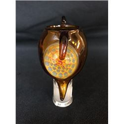 HONEYCOMB AMBER BLOWN GLASS BOWL