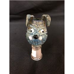 GREY BULLDOG DOME GLASS PIPE (14 MM)
