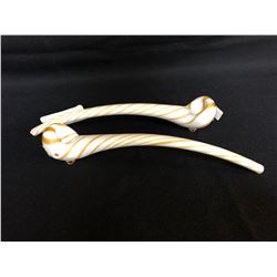 WHITE WIZARD W/ COLOR STRIPE AMBER GLASS PIPES