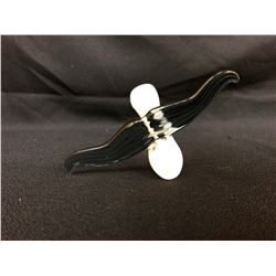 WHITE SOLID MUSTACHE BLACK GLASS PIPE