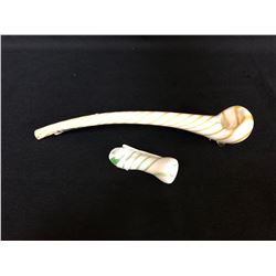 WHITE WIZARD W/ COLOR STRIPE AMBER GLASS PIPES