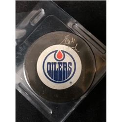 GRANT FUHR SIGNED EDMONTON OILERS HOCKEY PUCK
