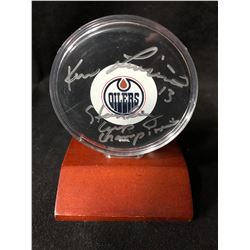 KEN LINSEMAN SIGNED EDMONTON OILERS HOCKEY PUCK W/ COA