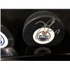 Image 4 : EDMONTON OILERS SIGNED HOCKEY PUCKS WITH CUSTOM DISPLAY (GAI COA)
