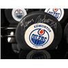 Image 6 : EDMONTON OILERS SIGNED HOCKEY PUCKS WITH CUSTOM DISPLAY (GAI COA)