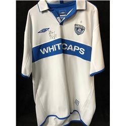 VINTAGE WHITE CAPS FOOTBALL JERSEY SIGNED BY STACY KINDEL