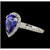 1.65 ctw Tanzanite and Diamond Ring - 14KT White Gold
