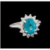 3.15 ctw Apatite and Diamond Ring - 14KT White Gold