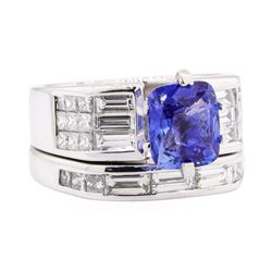 4.33 ctw Sapphire And Diamond Ring Soldered To Band - 18KT White Gold