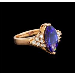 14KT Rose Gold 2.90 ctw Tanzanite and Diamond Ring