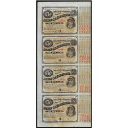 Uncut Sheet of (4) State of Louisiana Baby Bond Obsolete Notes