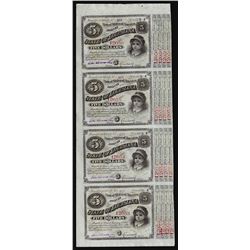 Uncut Sheet of (4) State of Louisiana Baby Bond Obsolete Notes