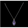 Image 1 : 20.72 ctw Tanzanite and Diamond Pendant With Chain - 14KT White Gold