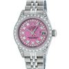 Image 1 : Rolex Ladies Stainless Steel Quickset Pink String Diamond Lugs Datejust Wristwat