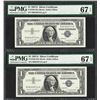 Image 1 : Lot of (2) Consecutive 1957A $1 Silver Certificate Notes PMG Superb Gem Unc 67EP