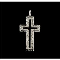 0.60 ctw Diamond and Onyx Cross Pendant - 18KT White Gold