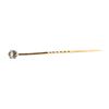 White Crystal Stick Pin - 10KT Yellow