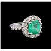 2.78 ctw Emerald and Diamond Ring - 14KT White Gold
